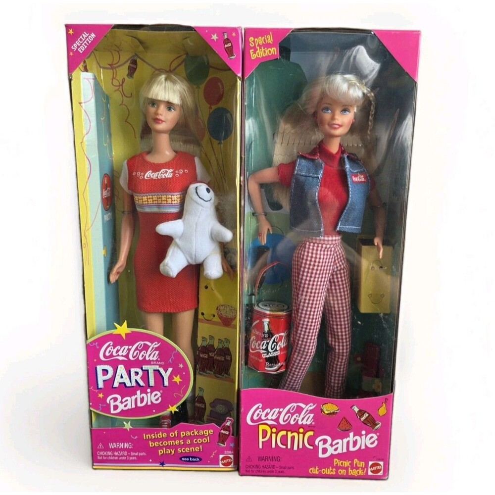 Vintage Coca-Cola Barbie Lot - Party Barbie & Picnic Barbie Special Edition NIB